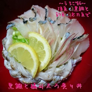 頂魚黒鯛と釣魚太刀魚で🎣黒鯛と編み太刀炙り丼