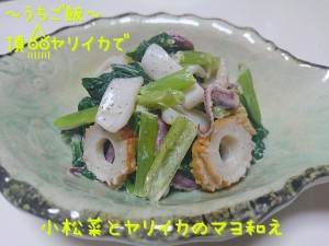 頂ヤリイカで🎣小松菜とヤリイカのマヨ和え