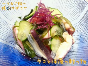 頂マダコで🎣タコと海藻の酢の物