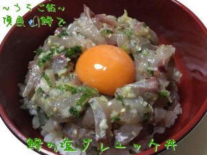 頂魚鰺で🎣鰺の塩ダレユッケ丼